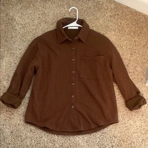 OAK + FORT Rich Brown Casual Button-Down Shirt